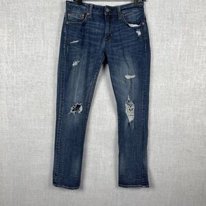 American Eagle Jeans Men’s 30x32 Blue Extreme Flex 4 Slim Straight Fit Distress
